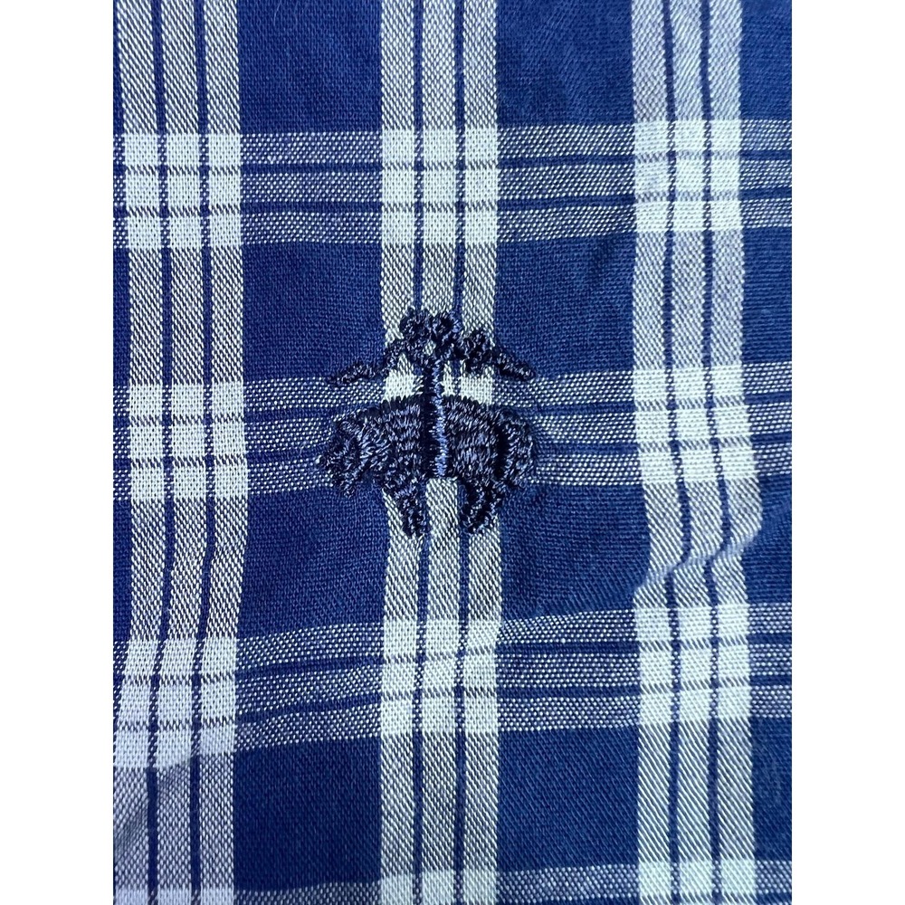 Brooks Brothers Shirt Mens 2XL Blue Plaid 346 Button Down Cotton Golden Fleece - Picture 4 of 9